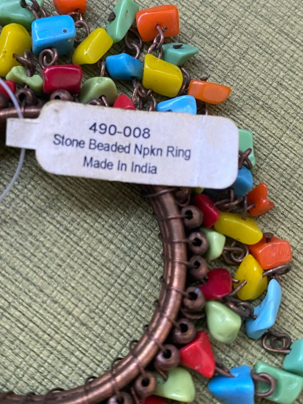 Vintage Crate&Barrel Multicolor Beaded Napkin Rings